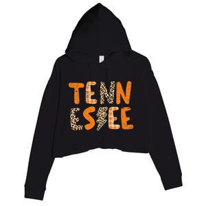 Tennessee State Flag Orange Plaid Leopard Tn Crop Fleece Hoodie