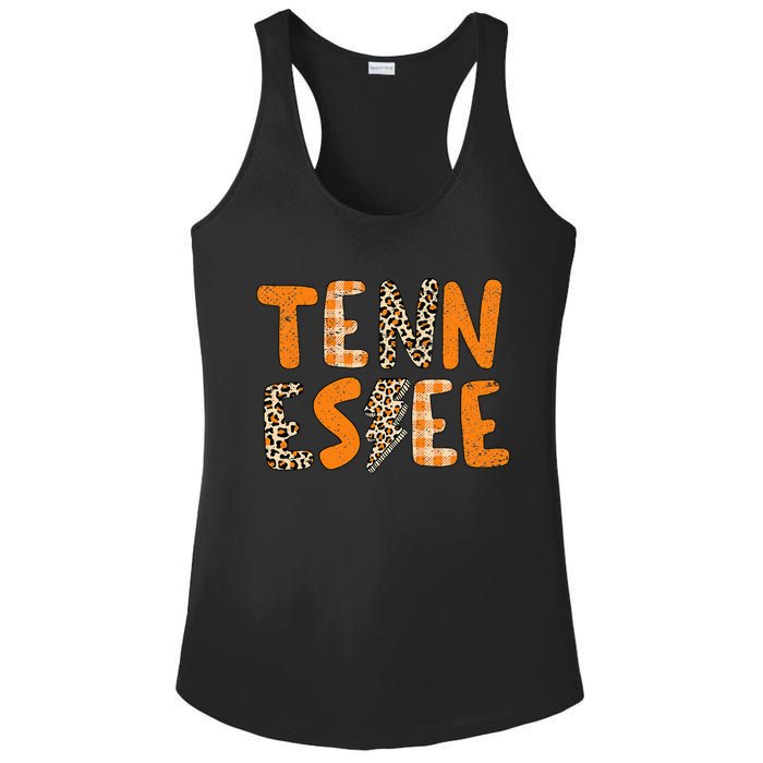 Tennessee State Flag Orange Plaid Leopard Tn Ladies PosiCharge Competitor Racerback Tank