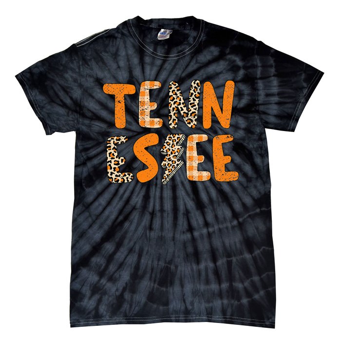 Tennessee State Flag Orange Plaid Leopard Tn Tie-Dye T-Shirt