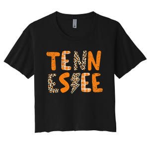 Tennessee State Flag Orange Plaid Leopard Tn Women's Crop Top Tee