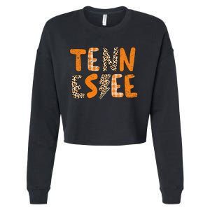 Tennessee State Flag Orange Plaid Leopard Tn Cropped Pullover Crew