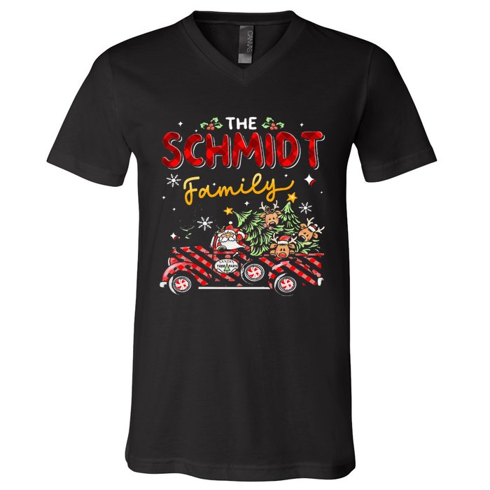 The Schmidt Family Christmas Matching Pajamas Group Gift V-Neck T-Shirt