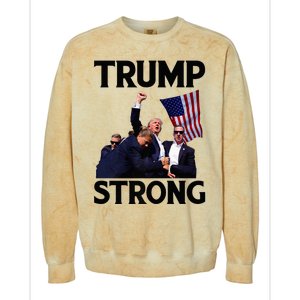 Trump Strong Fist Hand Us Vote Trump 2024 Survives Rally Colorblast Crewneck Sweatshirt