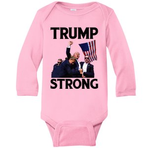 Trump Strong Fist Hand Us Vote Trump 2024 Survives Rally Baby Long Sleeve Bodysuit