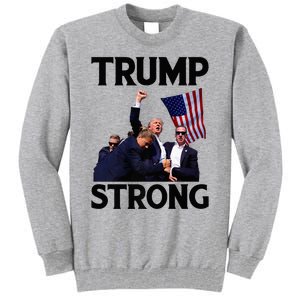 Trump Strong Fist Hand Us Vote Trump 2024 Survives Rally Tall Sweatshirt