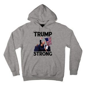 Trump Strong Fist Hand Us Vote Trump 2024 Survives Rally Tall Hoodie