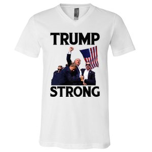 Trump Strong Fist Hand Us Vote Trump 2024 Survives Rally V-Neck T-Shirt