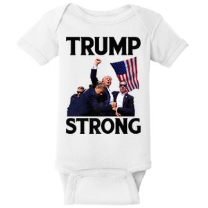 Trump Strong Fist Hand Us Vote Trump 2024 Survives Rally Baby Bodysuit