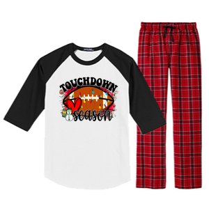 Touchdown Season Football Heart Christmas Raglan Sleeve Pajama Set