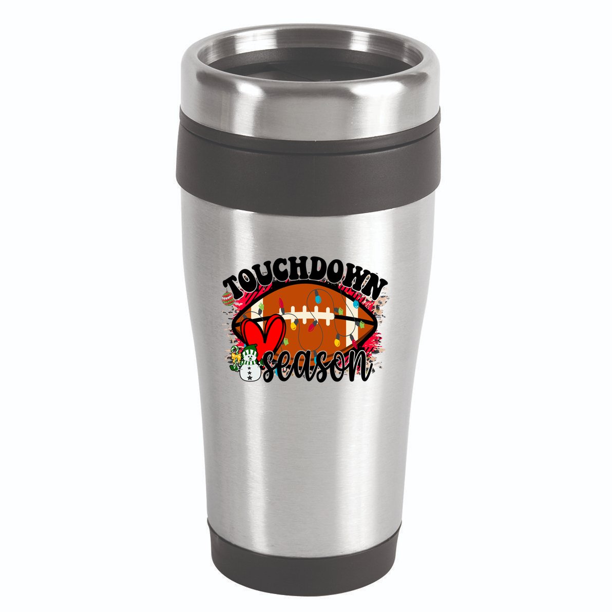 Touchdown Season Football Heart Christmas 16oz Travel Tumbler