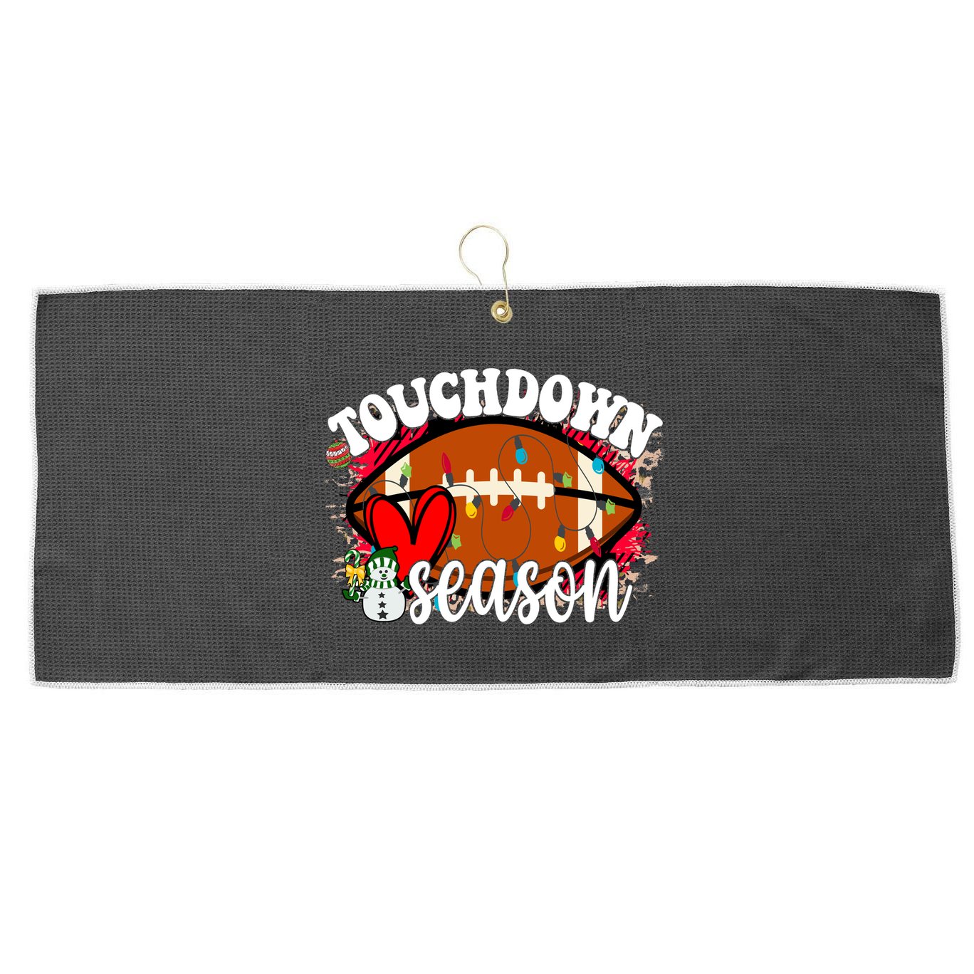 Touchdown Season Football Heart Christmas Large Microfiber Waffle Golf Towel