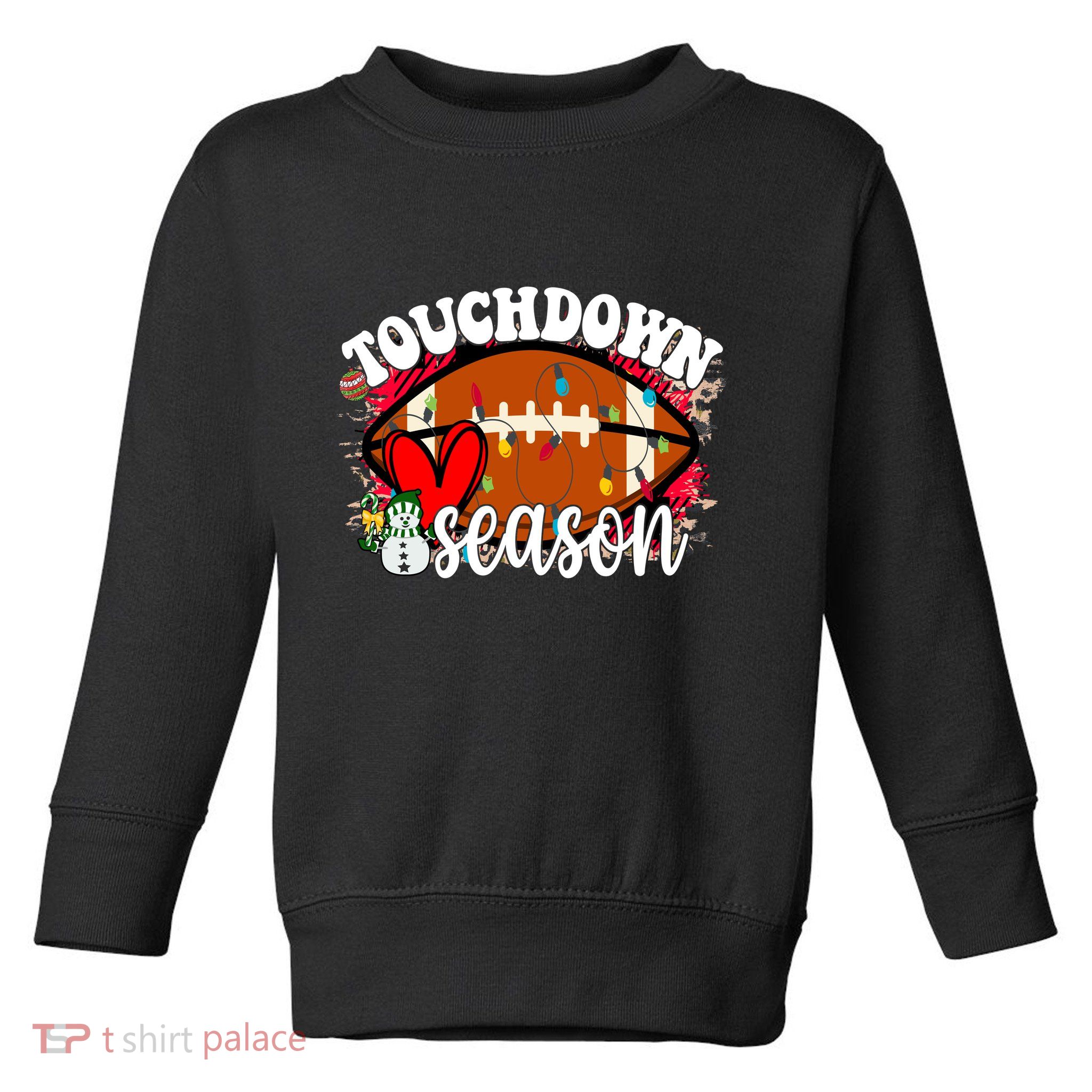 Touchdown Season Football Heart Christmas Toddler Sweatshirt