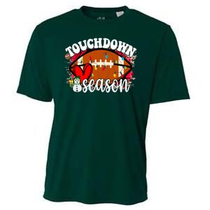 Touchdown Season Football Heart Christmas Cooling Performance Crew T-Shirt