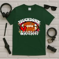Touchdown Season Football Heart Christmas T-Shirt