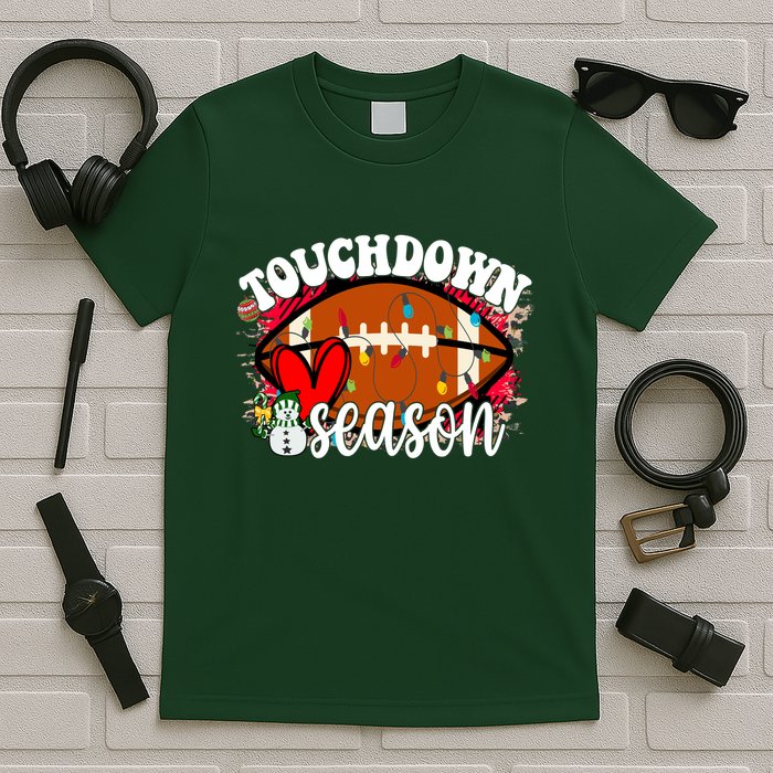 Touchdown Season Football Heart Christmas T-Shirt