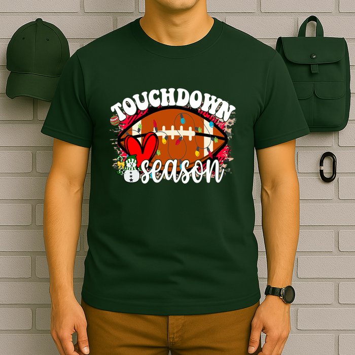Touchdown Season Football Heart Christmas T-Shirt