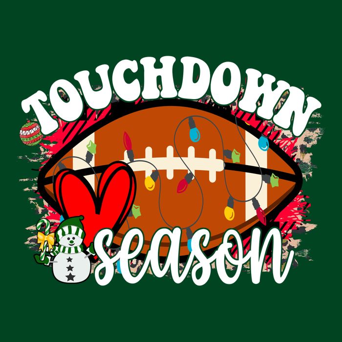 Touchdown Season Football Heart Christmas T-Shirt