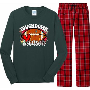 Touchdown Season Football Heart Christmas Long Sleeve Pajama Set