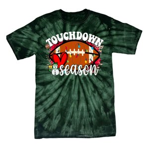 Touchdown Season Football Heart Christmas Tie-Dye T-Shirt