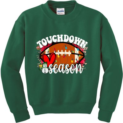 Touchdown Season Football Heart Christmas Kids Sweatshirt