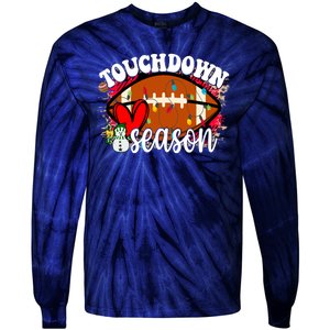 Touchdown Season Football Heart Christmas Tie-Dye Long Sleeve Shirt