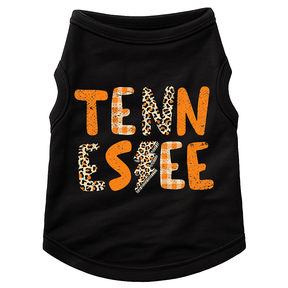 Tennessee State Flag Orange Plaid Leopard Print Souvenir Doggie Tank