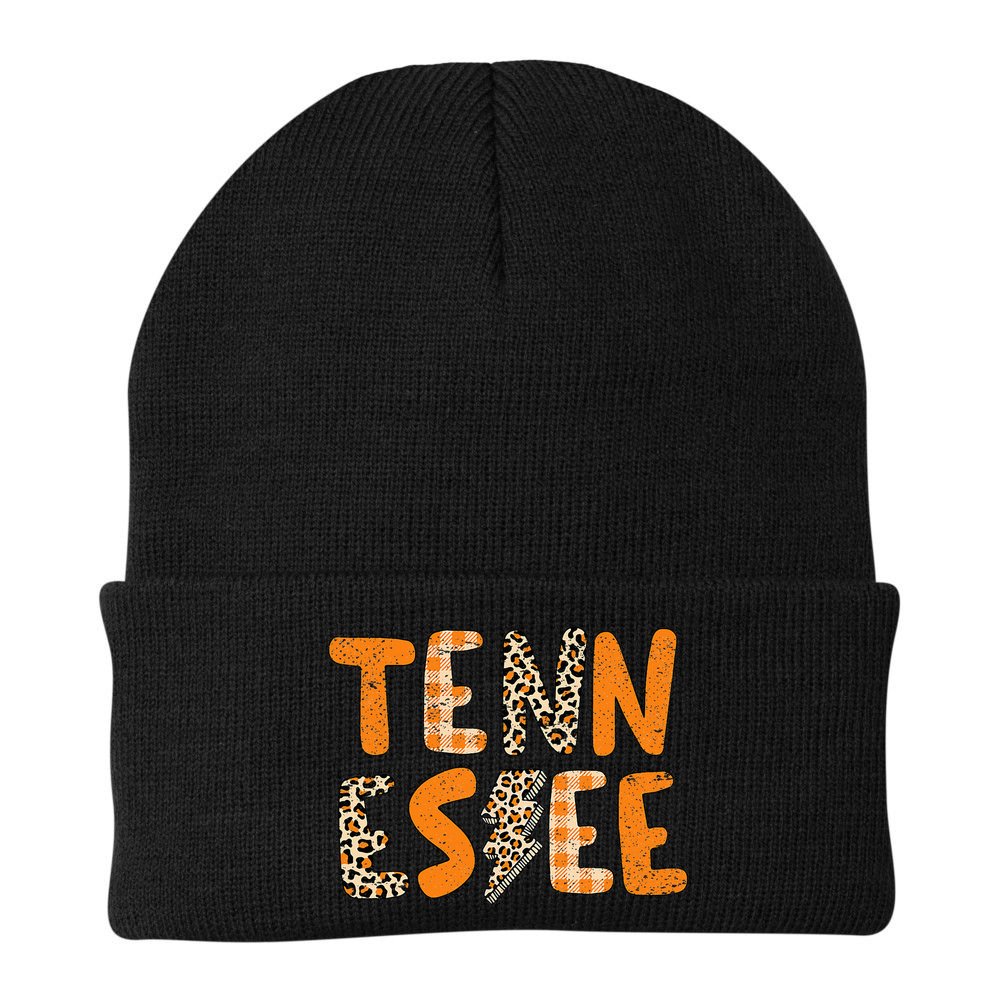 Tennessee State Flag Orange Plaid Leopard Print Souvenir Beanie