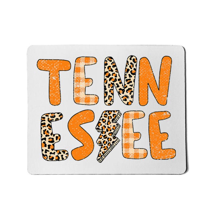 Tennessee State Flag Orange Plaid Leopard Tn Mousepad