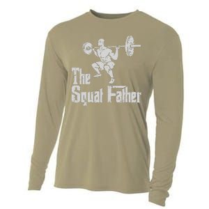 The Squat Father Funny Dad Workout Weights Gym Fathers Day Cooling Performance Long Sleeve Crew