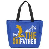 The Ski Father Cool Dad Skiing Adventure Slope Style Design Gift Zip Tote Bag