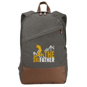 The Ski Father Cool Dad Skiing Adventure Slope Style Design Gift Cotton Canvas Backpack