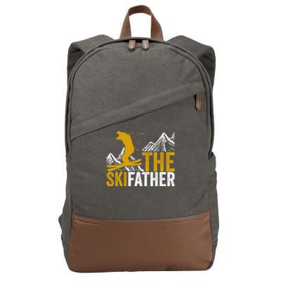 The Ski Father Cool Dad Skiing Adventure Slope Style Design Gift Cotton Canvas Backpack