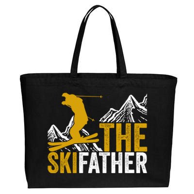 The Ski Father Cool Dad Skiing Adventure Slope Style Design Gift Cotton Canvas Jumbo Tote