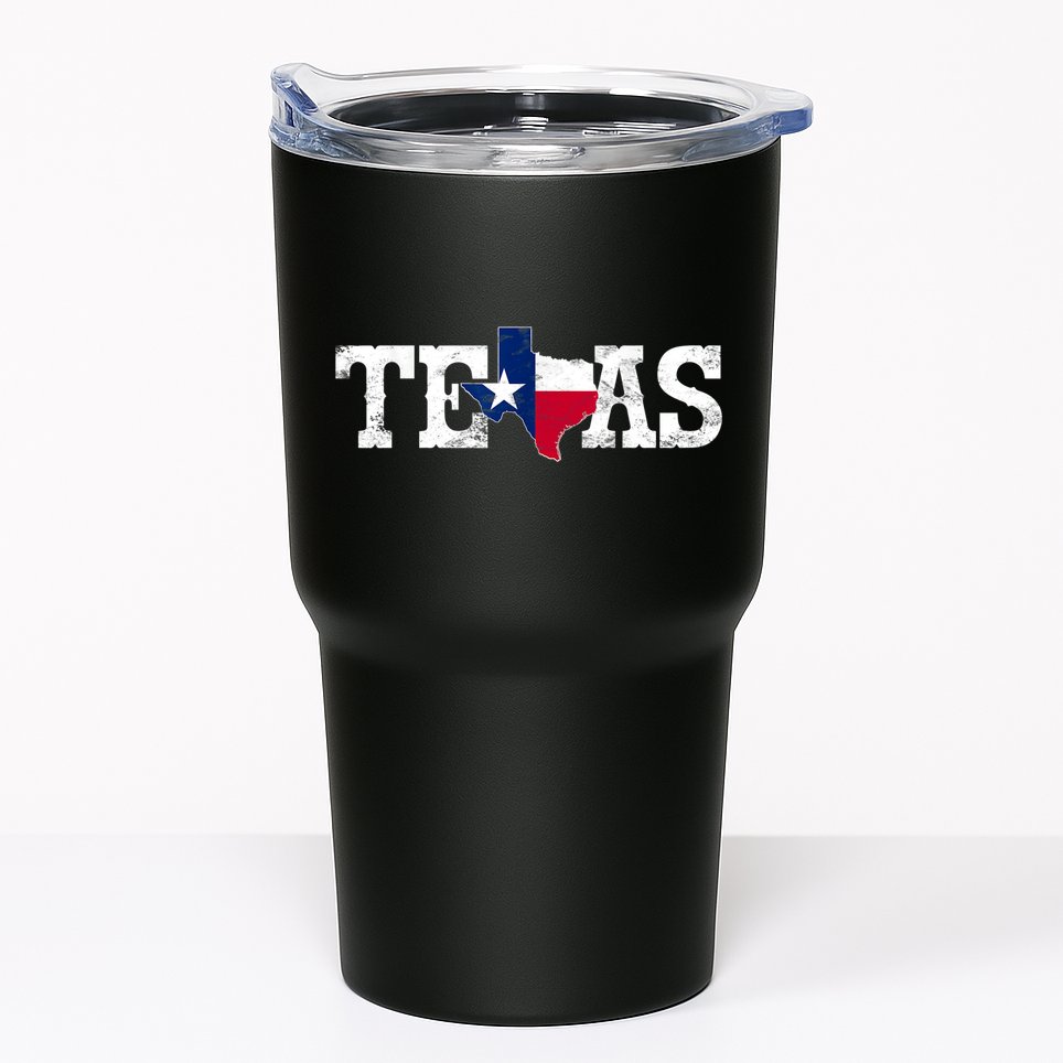 Texas Shaped Flag Grunge Distressed Texas Tumbler