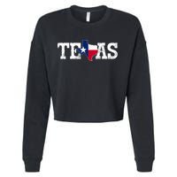 Texas Shaped Flag Grunge Distressed Texas Cropped Pullover Crew