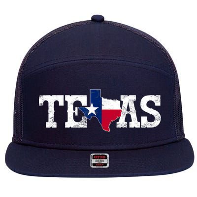 Texas Shaped Flag Grunge Distressed Texas 7 Panel Mesh Trucker Snapback Hat