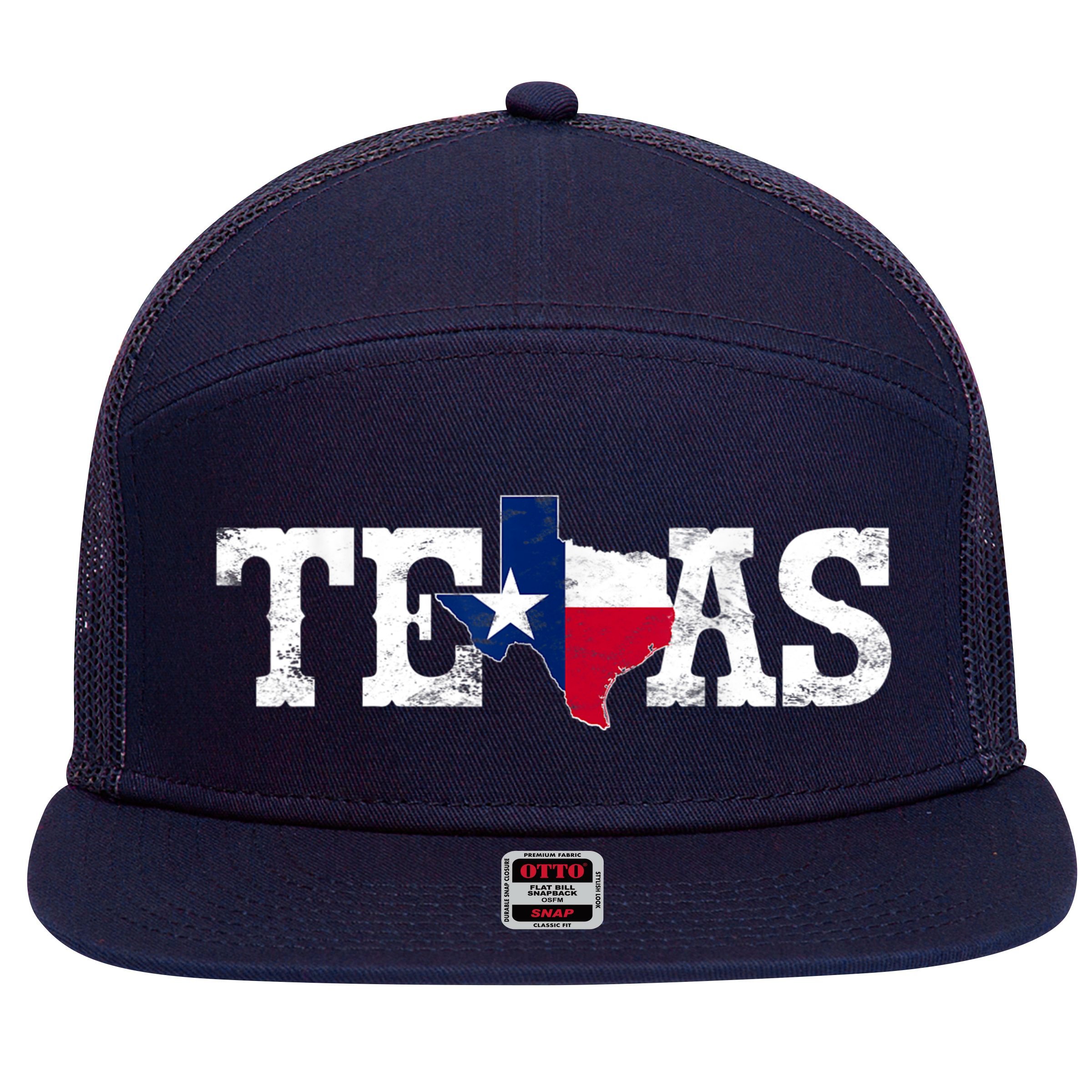 Texas Shaped Flag Grunge Distressed Texas 7 Panel Mesh Trucker Snapback Hat