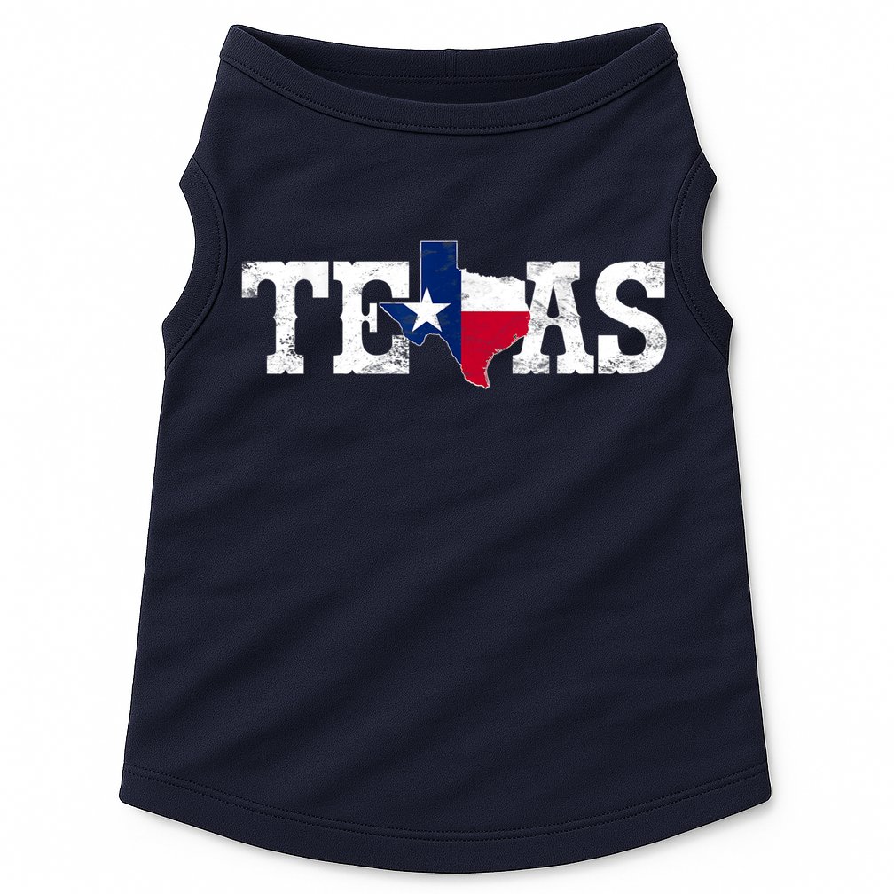 Texas Shaped Flag Grunge Distressed Texas Doggie Tank