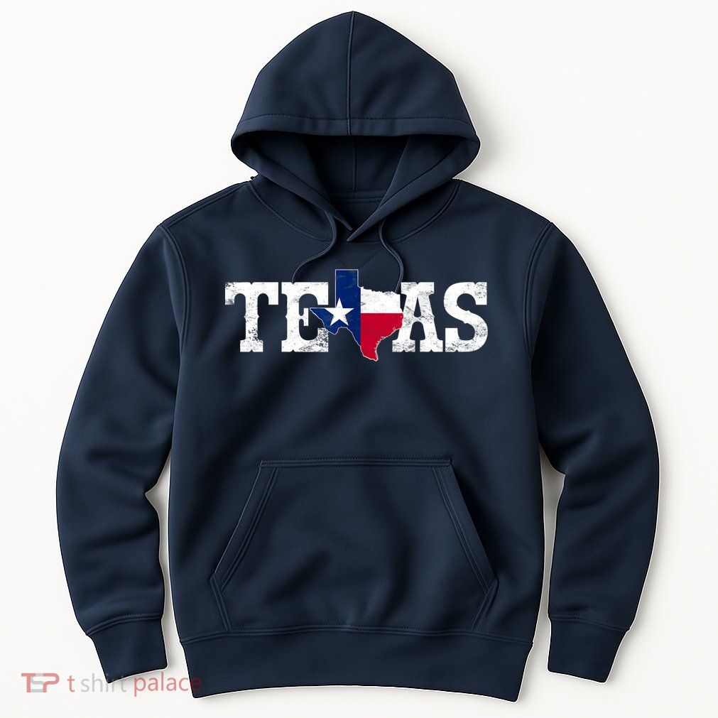 Texas Shaped Flag Grunge Distressed Texas Hoodie