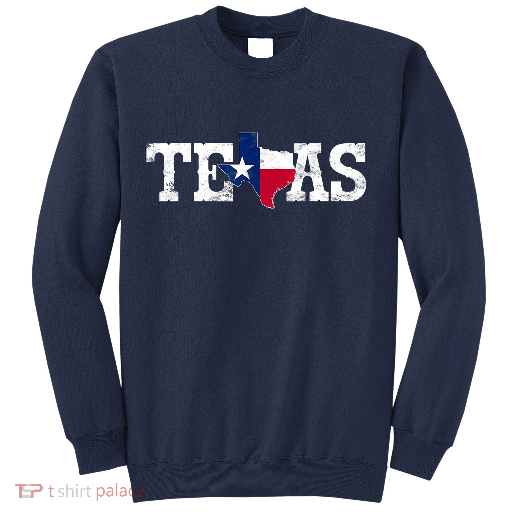 Texas Shaped Flag Grunge Distressed Texas Sweatshirt