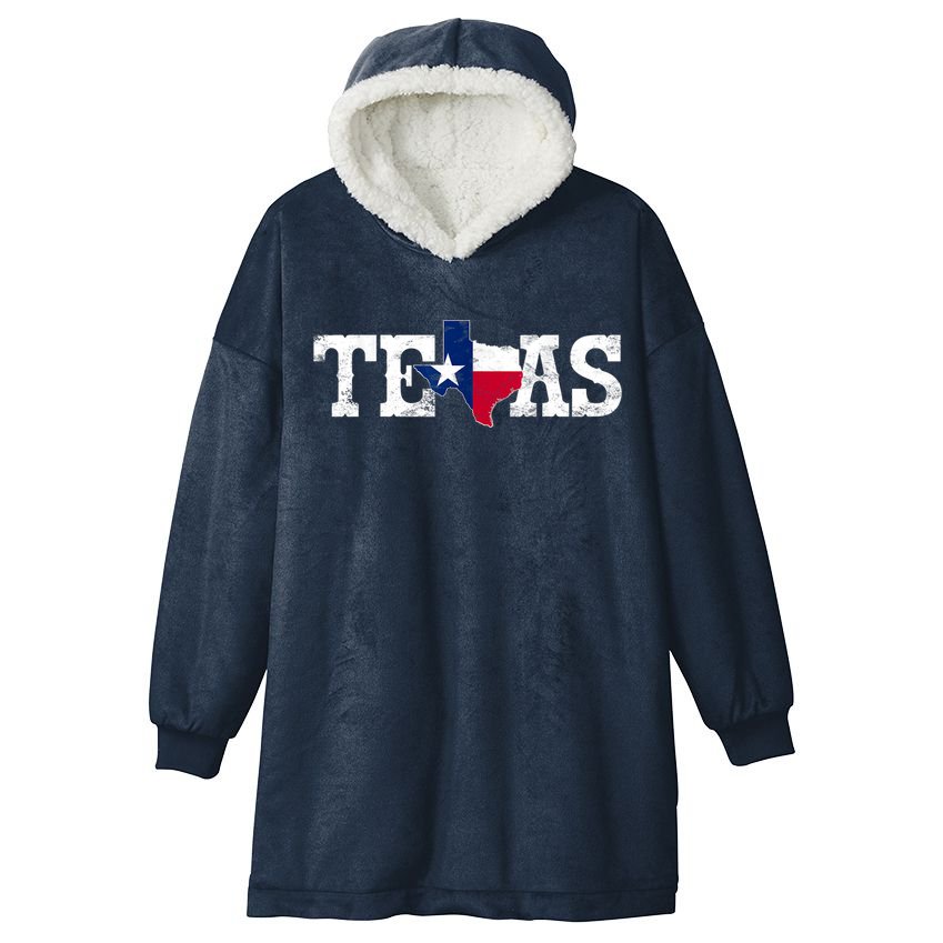 Texas Shaped Flag Grunge Distressed Texas Hooded Wearable Blanket