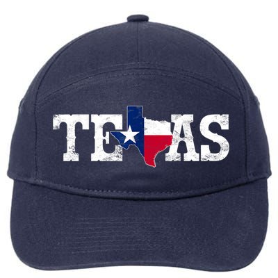Texas Shaped Flag Grunge Distressed Texas 7-Panel Snapback Hat