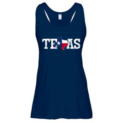 Texas Shaped Flag Grunge Distressed Texas Ladies Essential Flowy Tank