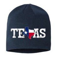 Texas Shaped Flag Grunge Distressed Texas Sustainable Beanie