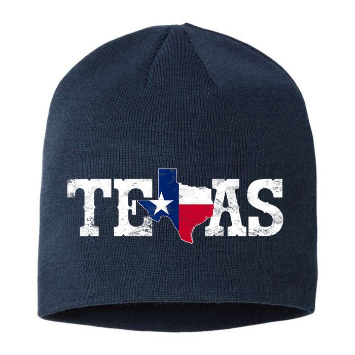 Texas Shaped Flag Grunge Distressed Texas Sustainable Beanie