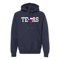 Texas Shaped Flag Grunge Distressed Texas Premium Hoodie