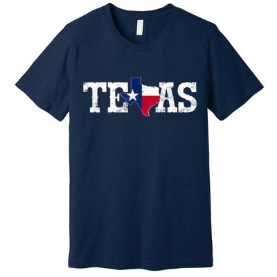 Texas Shaped Flag Grunge Distressed Texas Premium T-Shirt