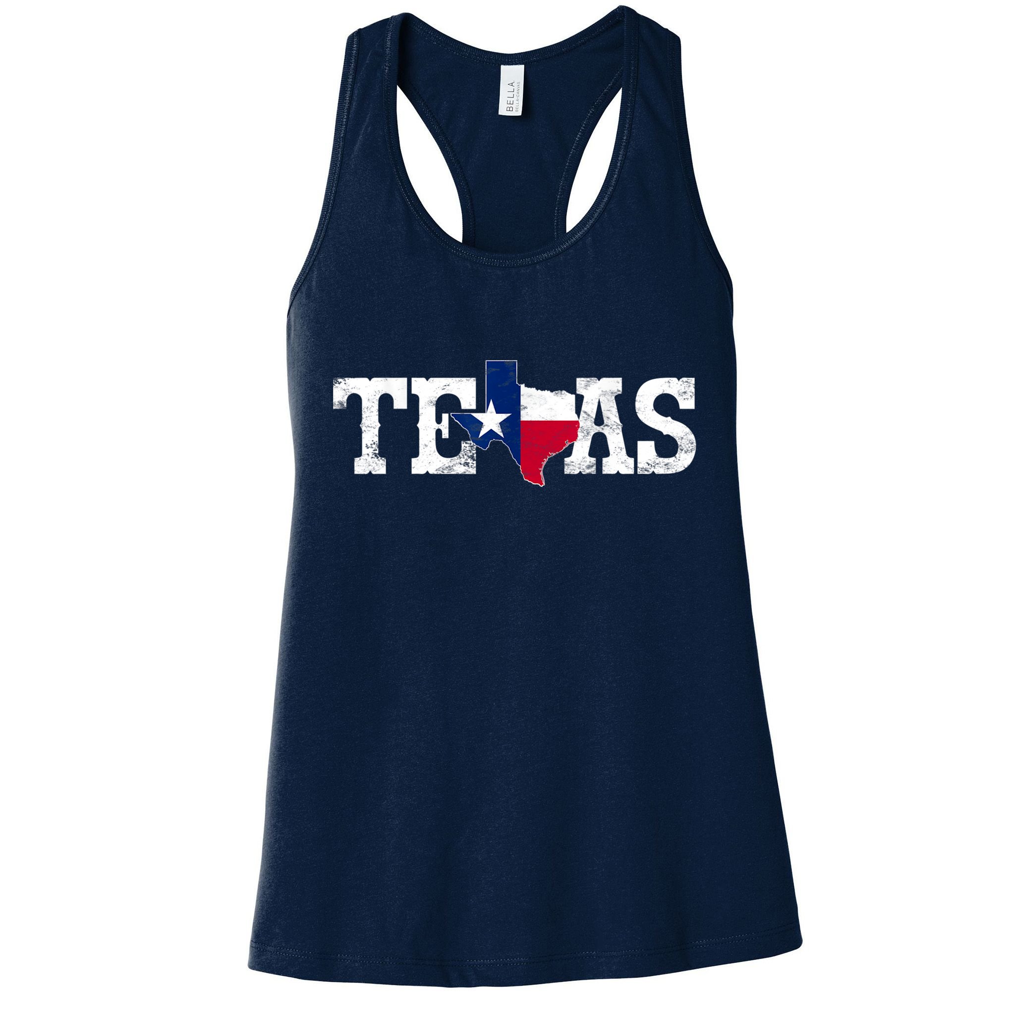 Texas Shaped Flag Grunge Distressed Texas Womens Tank Top