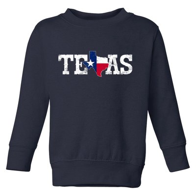 Texas Shaped Flag Grunge Distressed Texas Toddler Sweatshirt