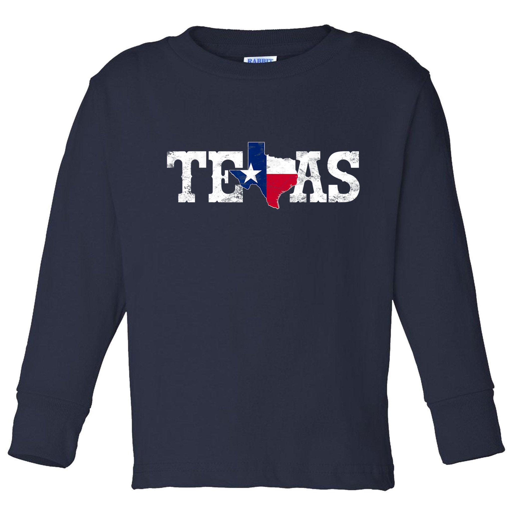 Texas Shaped Flag Grunge Distressed Texas Toddler Long Sleeve Shirt